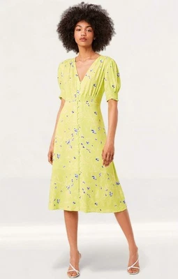 Платье миди женское French Connection желтое с цветочным принтом с v-образным вырезом рекомендуемая розничная цена 110 фунтов - Изображение 1 из 4