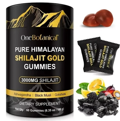 ONEBOTANICAL SHILAJIT GOLD GUMMIES Pure Himalayan Shilajit Gold Gummies 3000MG 60 Gummies FAST & FREE DELIVERY