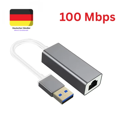 Adattatore Ethernet Lan da USB a Rj45 100 Mbps per PC Macbook Windows Laptop - Immagine 1 di 2