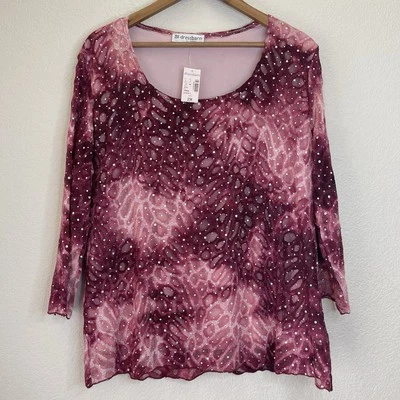 Top de hadas de lentejuelas vintage Dressbarn para mujer talla 2XL Y2K rojo rosa malla festival Foto 1 de 4
