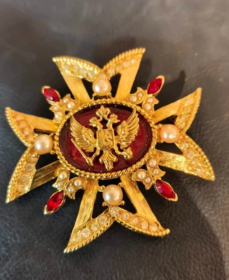 Vintage-Brosche USA Jahre 60 Politur Schwarz Signiert Monet - Vtg Brooch - Bild 1 von 4