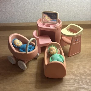 Vintage Little Tikes Puppenhaus Möbel Kutsche Wiege Hochstuhl Waschtischstuhl - Bild 1 von 5
