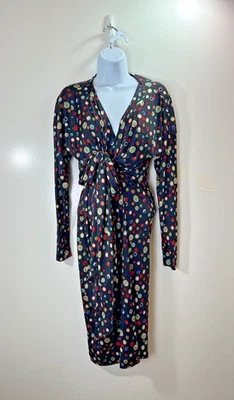 Vestido Missoni Mujer Seda MIDI Talla M Negro Multicolor Lunares Diseñador Cóctel Foto 1 de 4