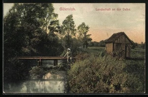 Gütersloh, Landschaft an der Dalke, Ansichtskarte 1909 - Picture 1 of 2