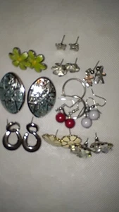 Lote de 11 pendientes perforados vintage Estate en tono plateado. LEER: - Imagen 1 de 9