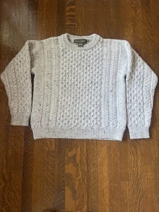 Suéter Pescador Irlandés Aran 100% Pura Lana Nueva Crema Tejido con Cable Hecho en Irlanda - Imagen 1 de 9