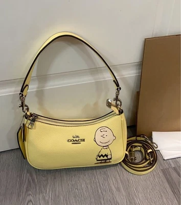 COACH x PEANUTS Teri Shoulder Bag CBJ83 Charlie Brown Hay Multi Outlet NEW JAPAN - Image 1 of 4