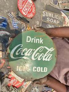 Porcelain Coca Cola Enamel Sign Size 14" Inches Round - Picture 1 of 2
