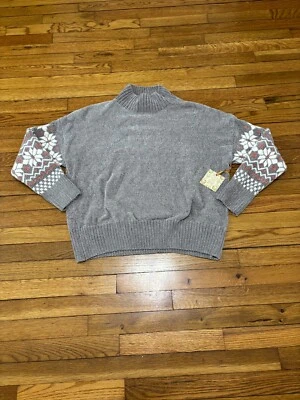 Christian Siriano Womens Sweater Size XL Gray Mock Neck Soft Knit Snowflake NWT - Image 1 of 4