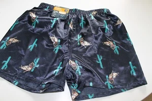 NUEVOS PANTALONES CORTOS BOXER PARA HOMBRE SATINADO AZUL MARINO PUG PERRO TALLA XGRANDE - Imagen 1 de 1