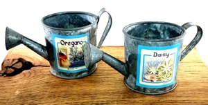 Vintage Mini Tin Hosley Watering Cans Lot Of 2 - Picture 1 of 5
