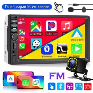Car Stereo Radio Android Auto Carplay 7" Double 2Din Touch Screen Bluetooth+CAM - Bild 1 von 12