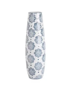 Home Essentials Flower Vase for Dry Flowers Blue Pad Print 15", Stoneware - Picture 1 of 7