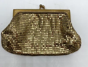 Vintage Whiting & Davis 2950 kleine Handtasche goldfarben Metallnetz - Bild 1 von 11