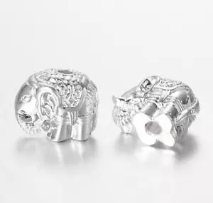 4 TIBETAN SILVER ELEPHANT SPACER BEADS CHARM 12mm HOLE 2mm jewellery making TS79 - Picture 1 of 3