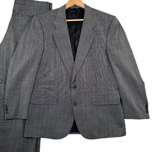 VINTAGE Burberry 2-Piece Suit Mens 42R 36x28 Gray Check Plaid 2-Button Wool EUC - Picture 1 of 18