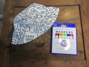 Sierra's Attic DIY Coloring woodland Animals Reversible Bucket Sun Hat w/Markers - Picture 1 of 1