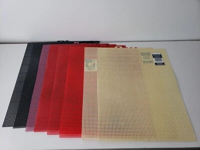 7 Mesh Plastic Canvas 8 Sheets Lot 10.5X13.5 Quick Count Darice Red Yellow Black - Image 1 of 4