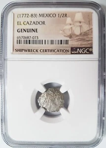EL CAZADOR Shipwreck NGC (1772-83) Mexico 1/2 Real Sea Salvaged Sunken Treasure - Picture 1 of 12