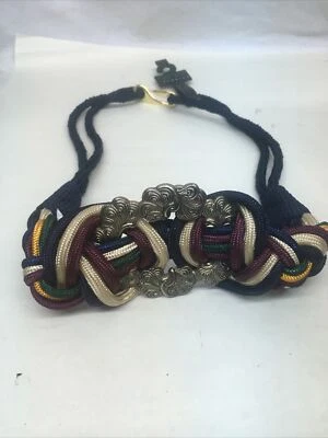 Cinturón elástico azul trenzado cierre gancho para mujer talla M/L nailon ribete cintura occidental Foto 1 de 4