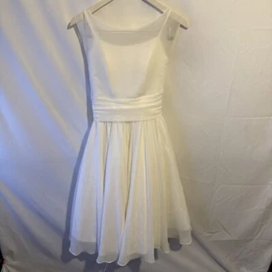 White Wedding Dress Evening Occasional Tie Back Midi Size 10 - Picture 1 of 6