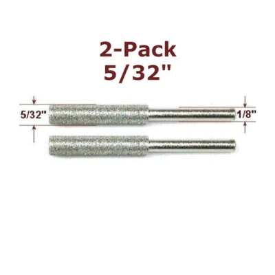 GADGETS COLLECTION 2pc 5/32" Diamond Chain Saw Sharpener Burr Bit File 120 Grit Dremel Rotary Tool