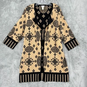 Chicos Pullover 2 US Large Celestial Cardigan Whimsigoth Boho vorne offen braun - Bild 1 von 10