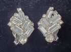 Vintage Weiss Signed Costume Jewelry Clip On Earrings Clear Rhinestones