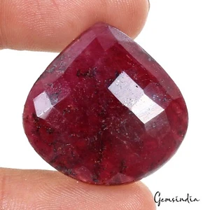 28x28x6mm~Natural Ruby Loose Pear Checker Cut Certified Gemstone For Pendant - Picture 1 of 6