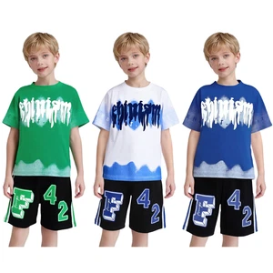 Kids Boys Sports Set Short Sleeve T-Shirt and Shorts Basketball Training Costume - Picture 1 of 30