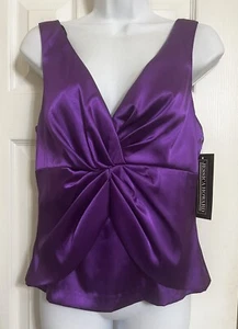 JESSICA HOWARD EVENING WOMENS SIZE 8 PURPLE SATIN V NECK TANK TOP NEW WITH TAGS - Picture 1 of 16