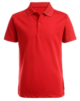 IZOD RED Boys' School Uniform Short Sleeve Husky Polo Shirt Large (14/16) - Image 1 of 4