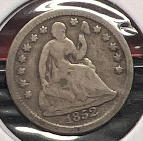 1852 SEATED LIBERTY SILVER HALF DIME GRADES GOOD ACTUAL COIN  #C11267 Cover