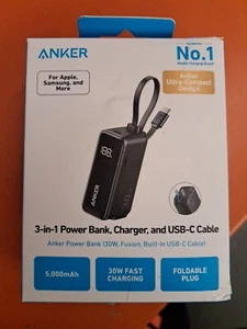 Anker - Power Bank (30W, Fusion, Built-In USB-C Cable) - Black - Picture 1 of 2