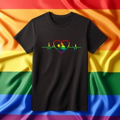 LGBT T Shirt, Gay Pride TShirt, LGBT Pride tshirt, Gay Heart Pulse Beat t-shirt - Image 1 of 3