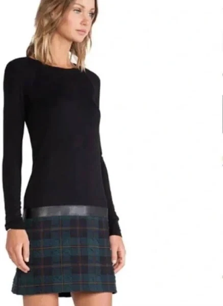 Bailey 44 XS Women's Black Party Cocktail Business Dress w/Plaid Detail 4/6 - Image 1 of 4