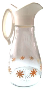 Vintage Log Cabin Syrup Dispenser Gold Atomic Starburst Clear Glass - Picture 1 of 13