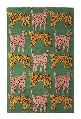 Modern Cat Cartoon 100% Newzealand Woollen Rug For Living-room, Bedroom, Hall... - Image 1 of 4