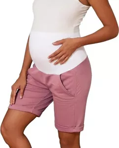 XL Bhome Maternity Bermuda Shorts Over The Belly Workout Loose Casual Pregnancy - Picture 1 of 6