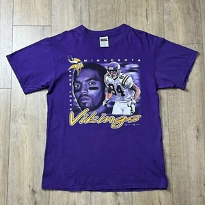 Vintage 1999 Minnesota Vikings Randy Moss Tultex Faded Rap Tee Men’s Size Large - Picture 1 of 11