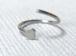 1pc Bendable Steel Hoop Nose Cartilage Ring Heart Rook Daith Helix Tragus - Picture 1 of 9
