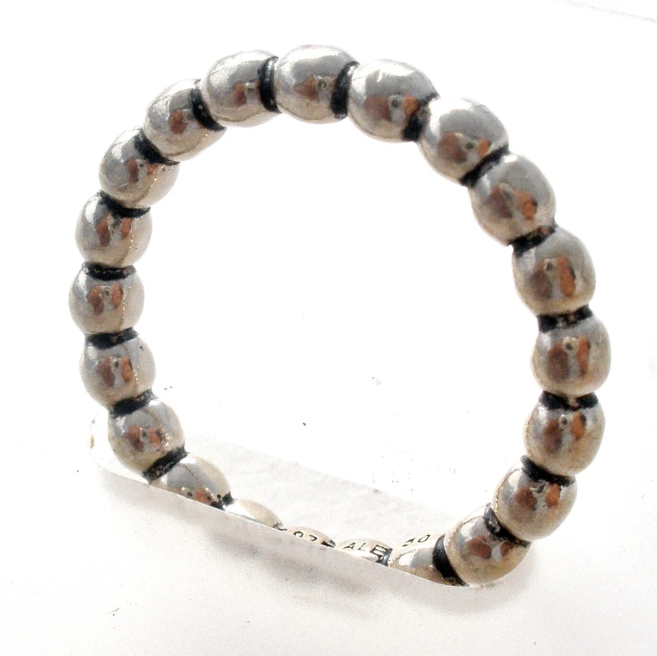 Pandora Sterling Silver Bead Ring String of Beads Size 5  Stackable Jewelry ALE - Image 1 of 4