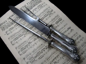 ❤️ LANCASTER GORHAM LG ROAST CARVING FORK KNIFE ROD SET - Picture 1 of 9