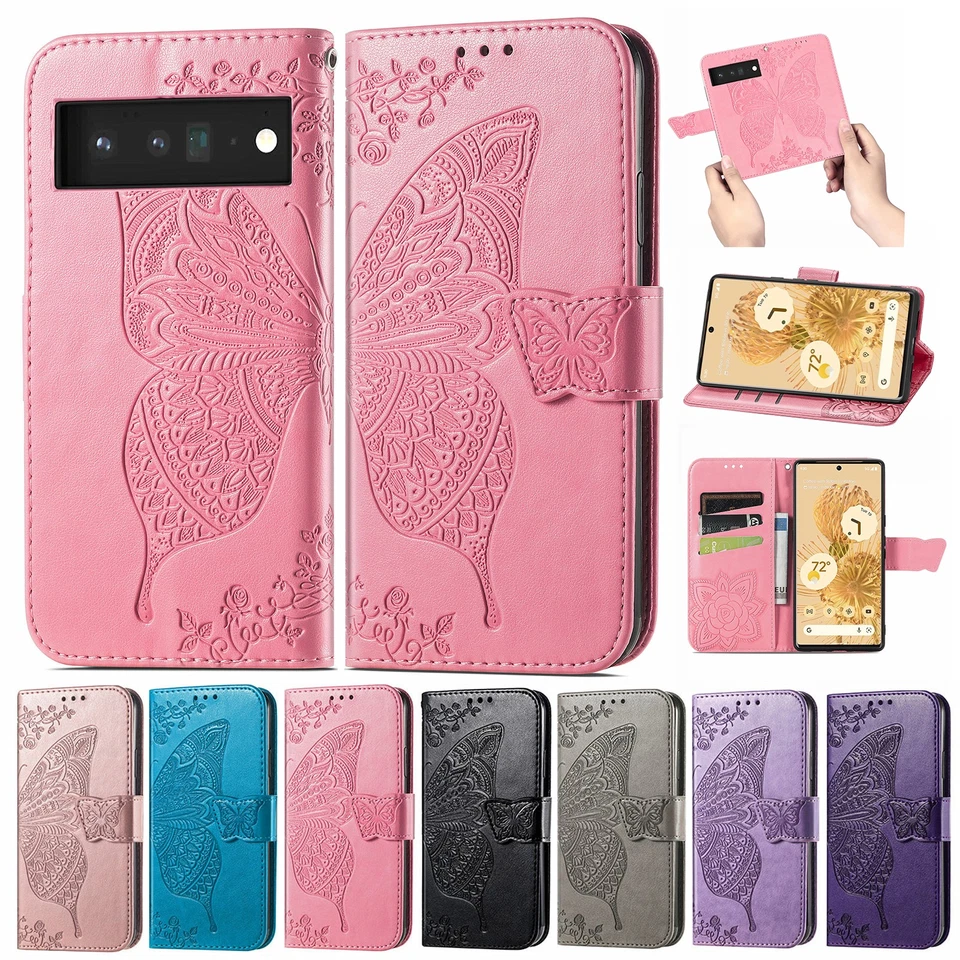 For Google Pixel 9A/9 Pro XL/8A/7 Pro/6 Flip Wallet PU Leather Butterfly Case - Image 1 of 4
