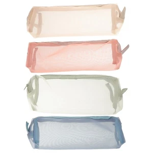 4 Pcs Multicolor Mesh Cosmetic Bag Portable Makeup Pouch - Picture 1 of 12