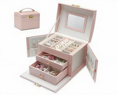 3 Tiers Large Jewellery Boxes Storage Case Drawer Cabinet Necklace Organizer New - Image 1 of 4