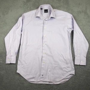 David Donahue Dress Shirt Mens 17.5 34 Trim Fit Purple Check Button Up Work - Picture 1 of 10