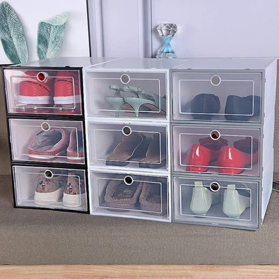  6 Pcs Storage Box with Lid Shoe Boxes Clear Stackable Shoes Organizer - Image 1 of 4