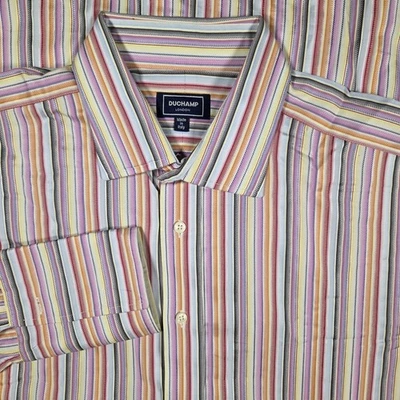 Duchamp London Shirt Mens 18 Multicolor Striped French Cuff Made In Italy  - Image 1 of 4