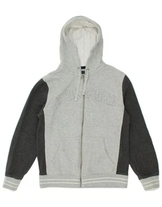 TOMMY HILFIGER Hombres Gráfico Cremallera Sudadera con Capucha Suéter Medio Gris Bloque de Color CE16 - Imagen 1 de 4